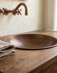 Rustic Hammered Copper Vessel Sink – Round Vanity Bowl