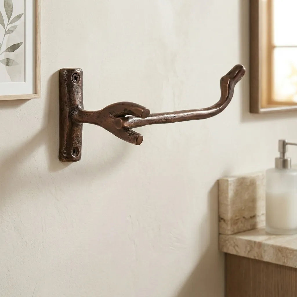 Rustic Copper Branch Toilet Paper Holder – Wall Mount Bath Rail