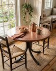 Round Hammered Copper Coffee Table with Curved Copper Base
