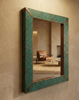 Verdigris Copper Wall Mirror – Rustic Hammered Vanity Decor