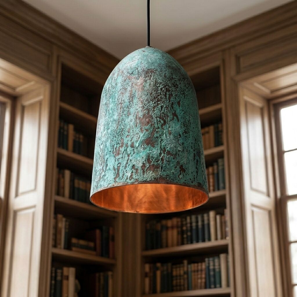 Oxidized Copper Pendant Light – Handmade Rustic Hanging Lamp