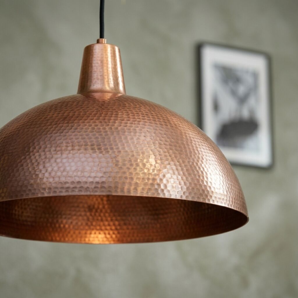 Handmade Hammered Copper Dome Pendant Light for Kitchen Island