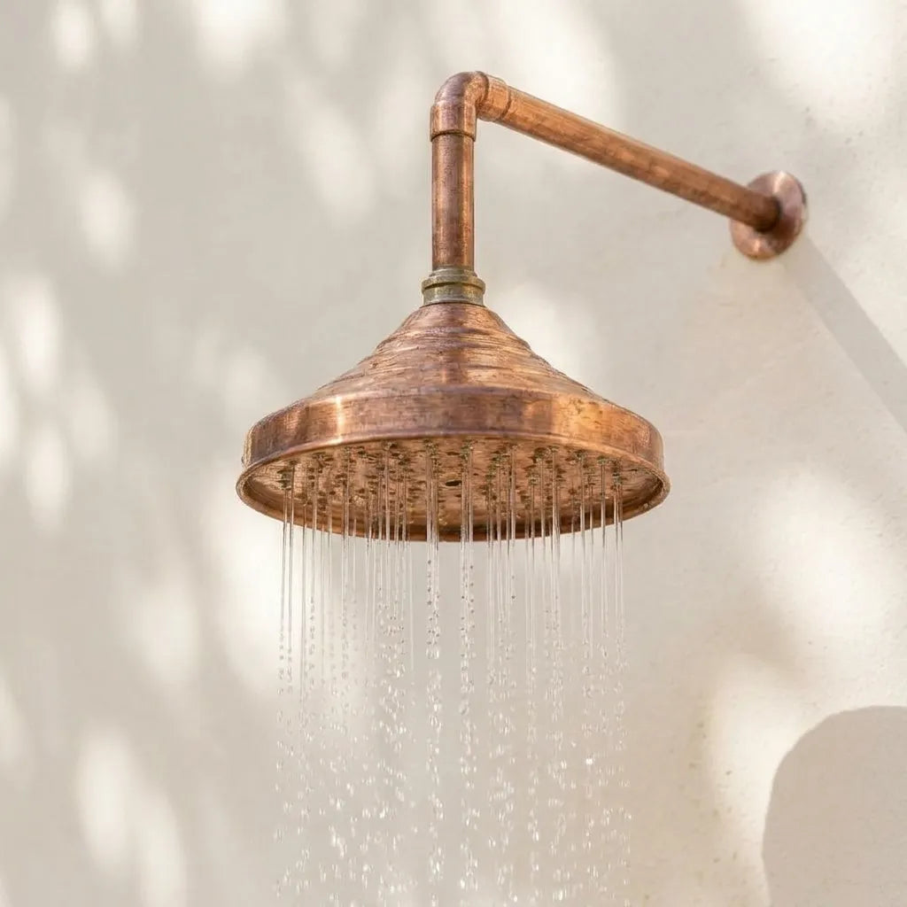 Handcrafted Aged Copper Rain Shower Head – Wall Mount