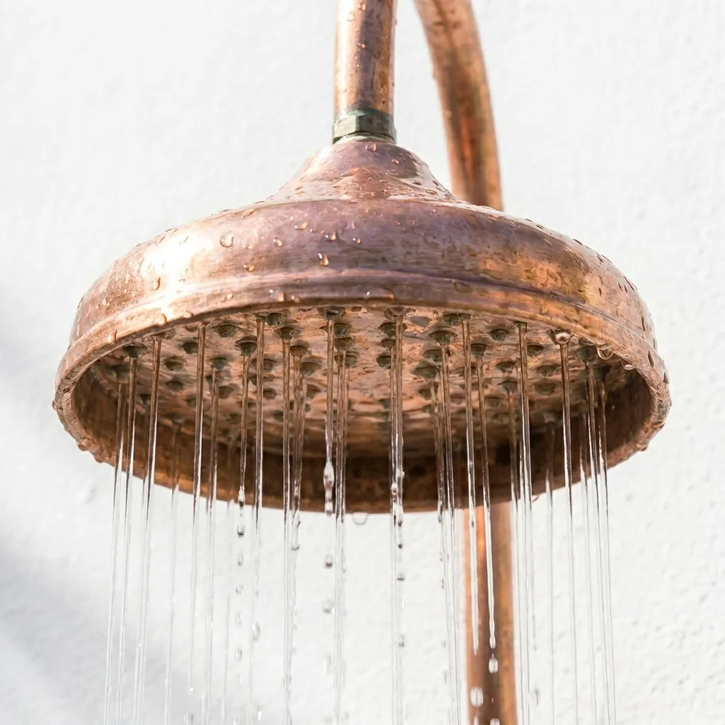 Handmade Copper Rain Shower with Curved Wall Arm