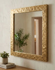 Handmade Hammered Brass Wall Mirror – Luxury Gold Frame