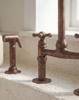 Handcrafted Weathered Copper Kitchen Faucet with Side Sprayer