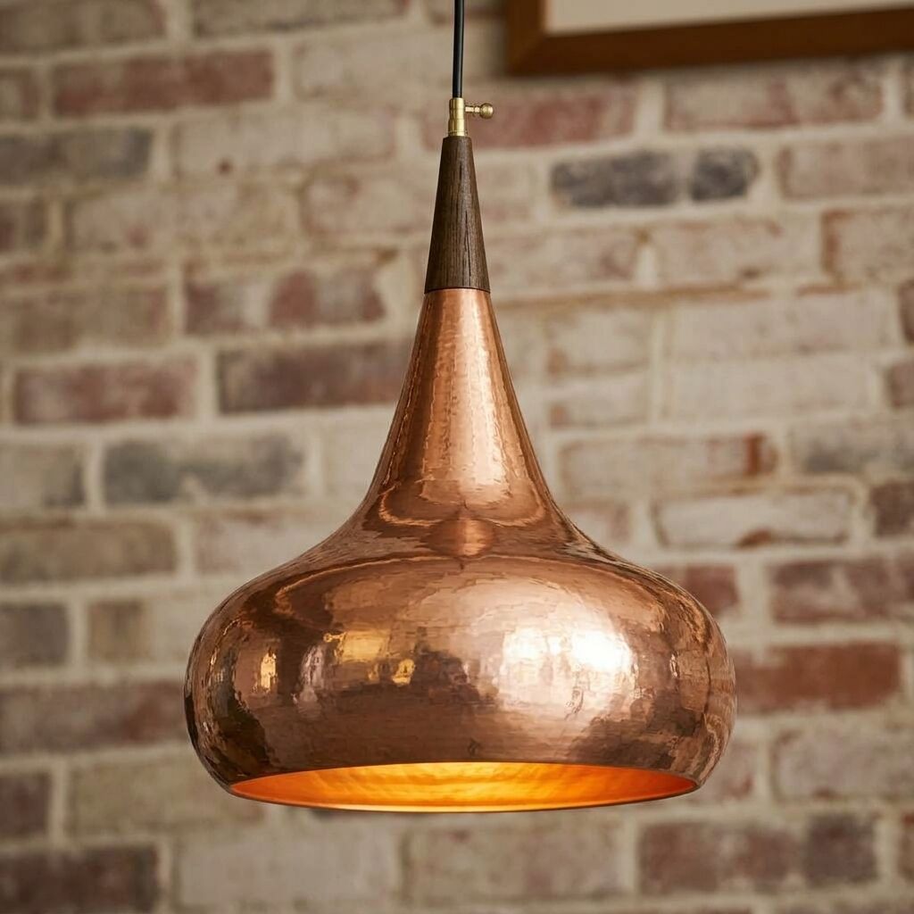 Handmade Hammered Copper Pendant Light – Rustic Kitchen Ceiling Lamp