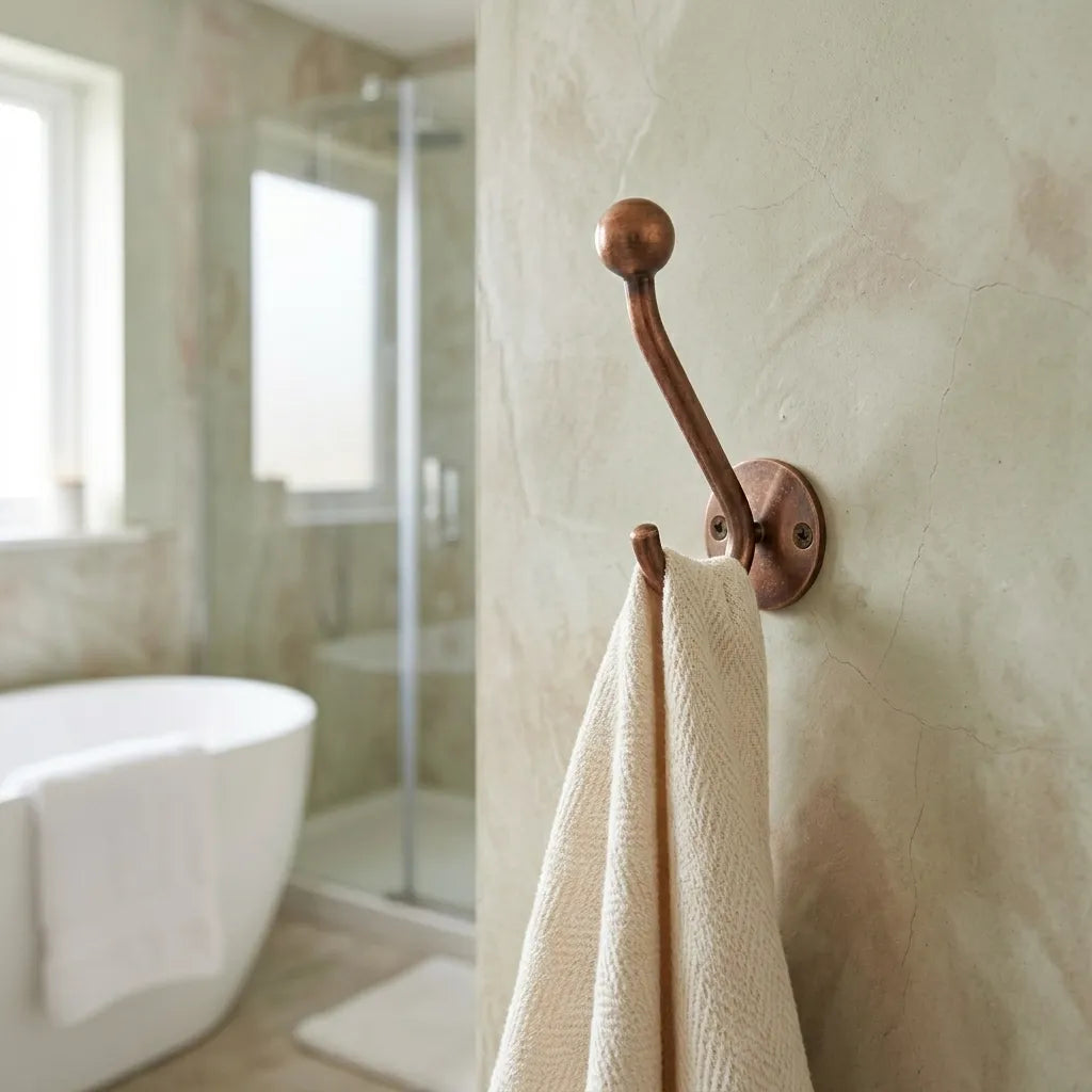 Rustic Aged Copper Wall Hook for Towels, Robes & Coats