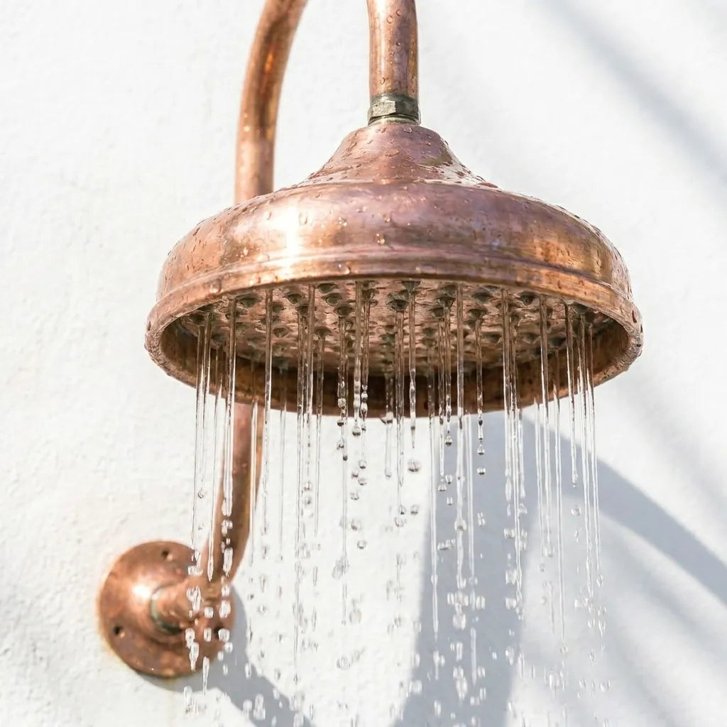 Handmade Copper Rain Shower with Curved Wall Arm