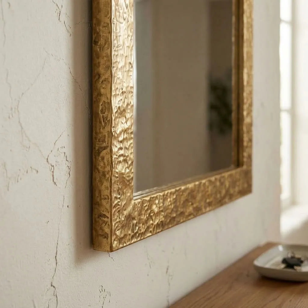 Handmade Hammered Brass Wall Mirror – Luxury Gold Frame