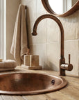 Vintage Copper Swan Neck Faucet – Single Lever Vanity Tap