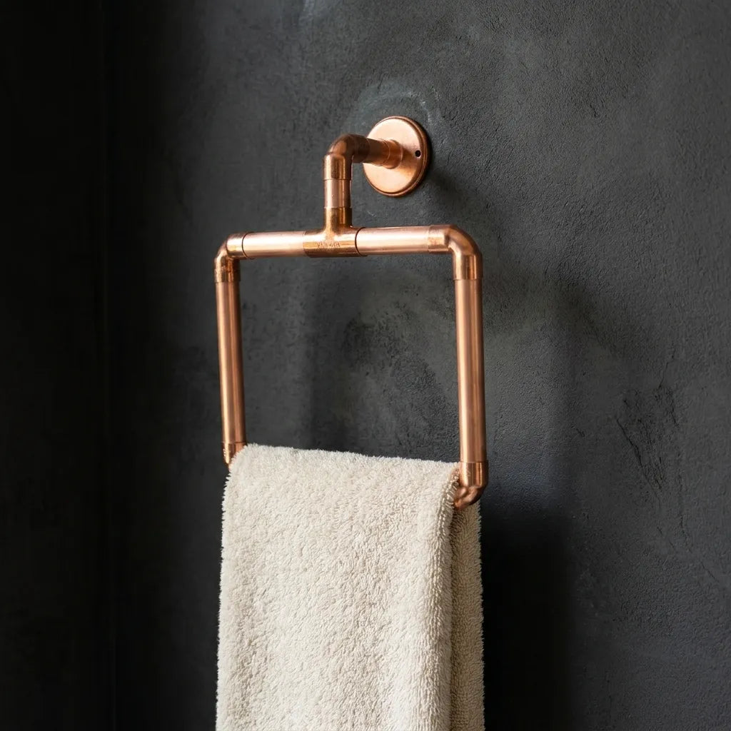 Copper Pipe Towel Ring – Industrial Wall Mounted Bath Holder