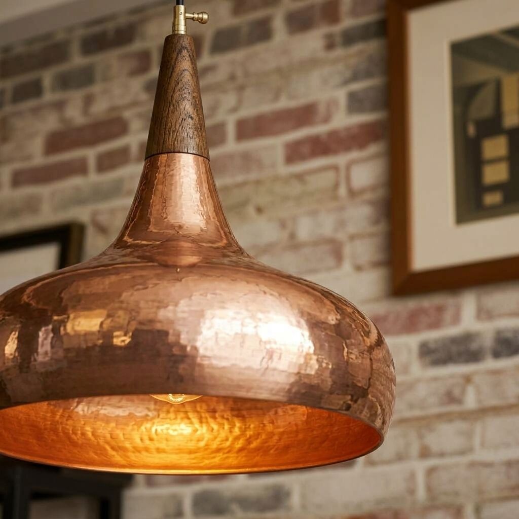 Handmade Hammered Copper Pendant Light – Rustic Kitchen Ceiling Lamp