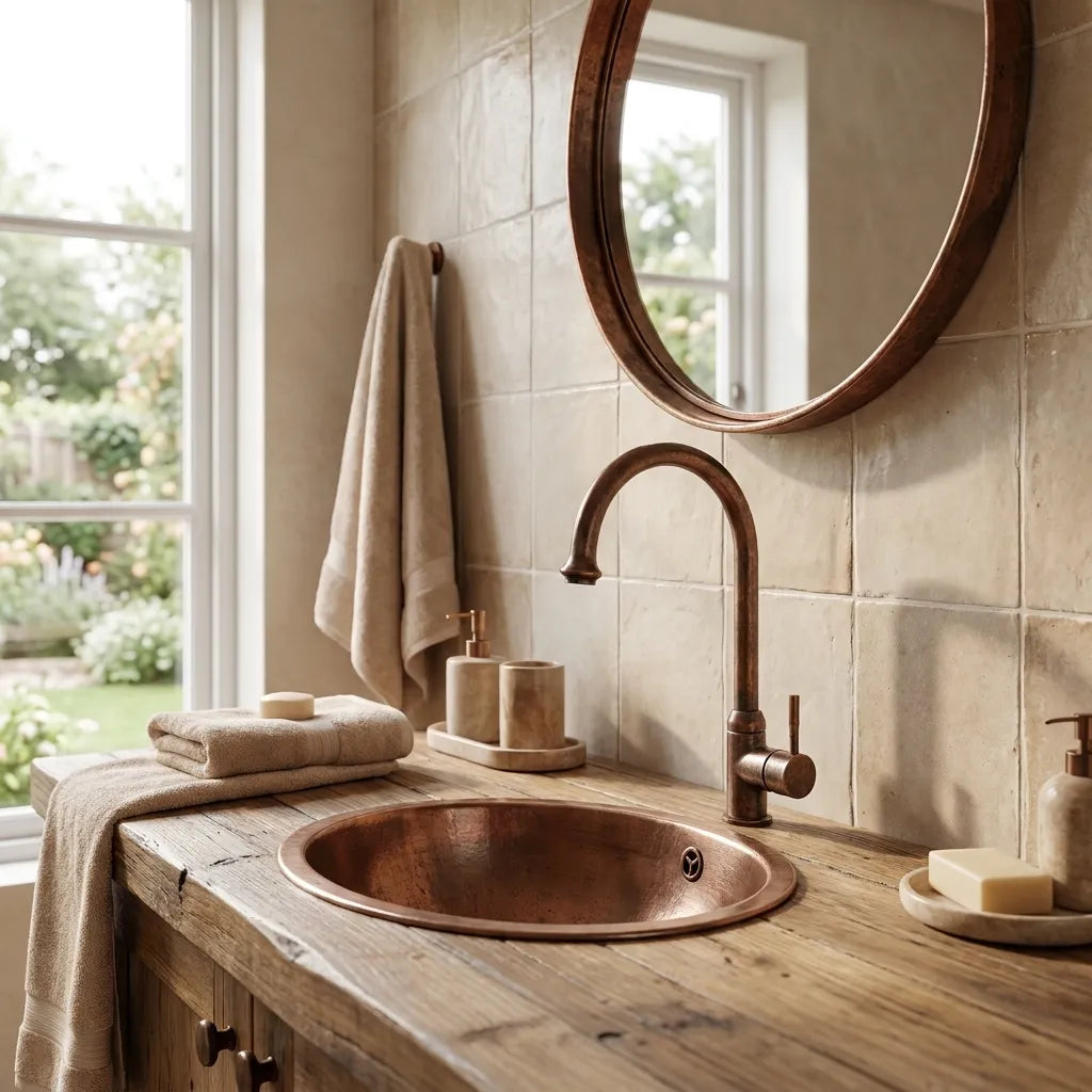 Vintage Copper Swan Neck Faucet – Single Lever Vanity Tap