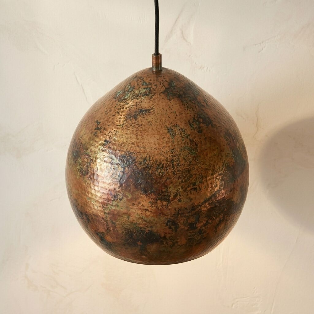 Handmade Oxidized Copper Dome Pendant Light for Kitchen & Dining