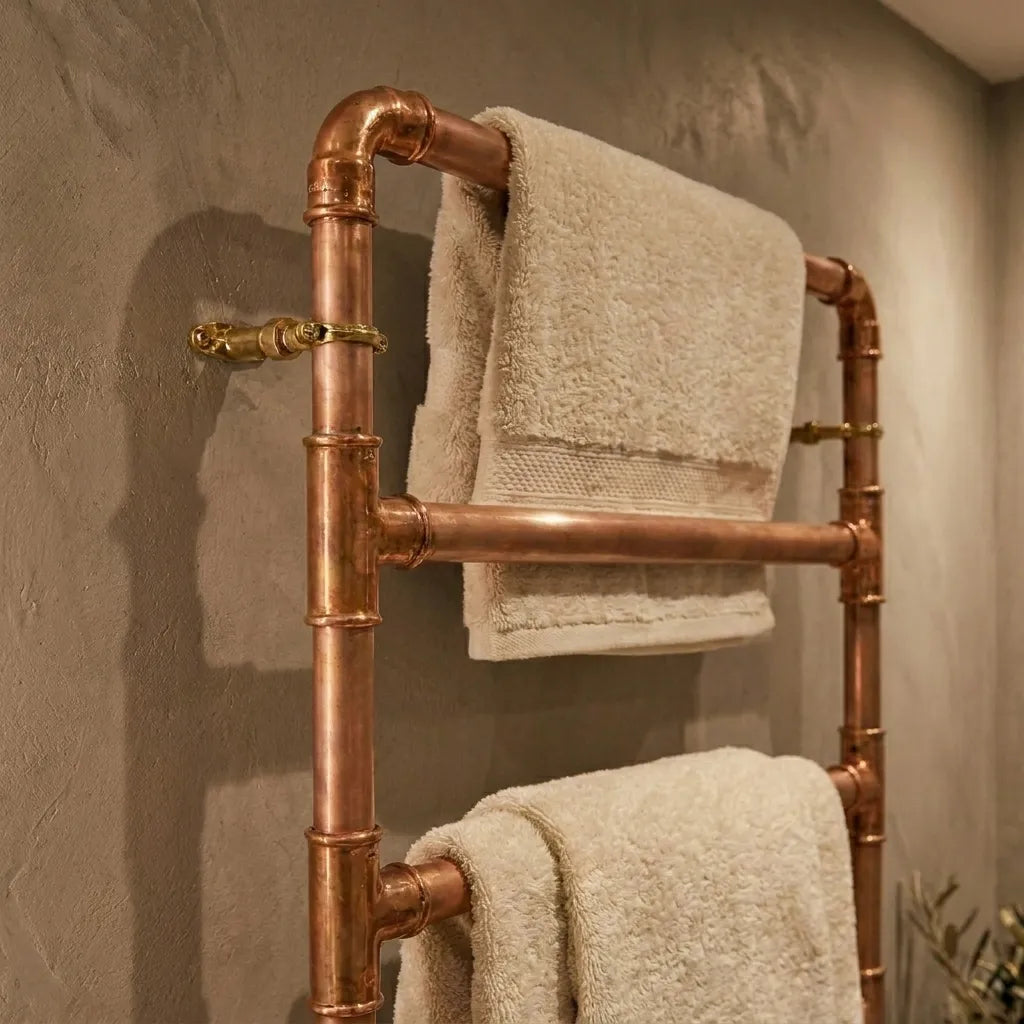 Copper Ladder Towel Rack – Rustic Wall Bathroom Rail