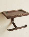 Hammered Copper Toilet Roll Holder with Bathroom Shelf