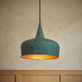Handmade Verdigris Copper Pendant Light – Oxidized Dome Ceiling Lamp