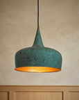 Handmade Verdigris Copper Pendant Light – Oxidized Dome Ceiling Lamp