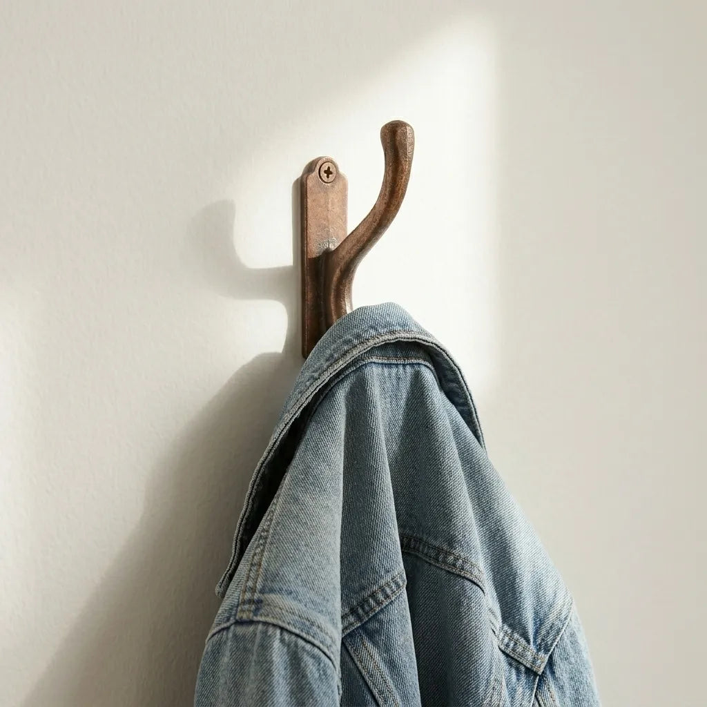 Aged Copper Double Wall Hook – Rustic Coat & Robe Hanger