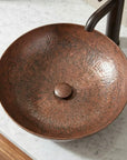 Handmade Hammered Copper Vessel Sink for Rustic Bathroom Vanity