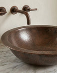 Copper Bathroom Sink Hammered Drop-In Basin – Round Vanity Sink