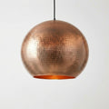 Handcrafted Hammered Copper Globe Pendant Light