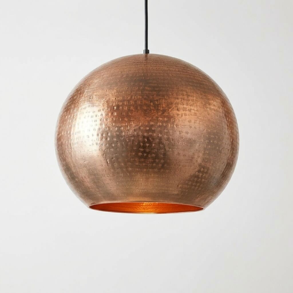 Handcrafted Hammered Copper Globe Pendant Light