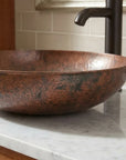 Handmade Hammered Copper Vessel Sink for Rustic Bathroom Vanity