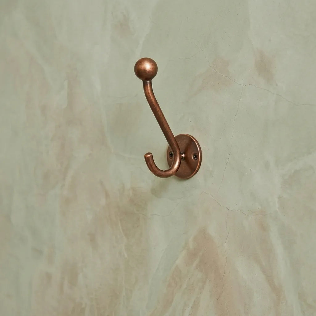 Rustic Aged Copper Wall Hook for Towels, Robes & Coats