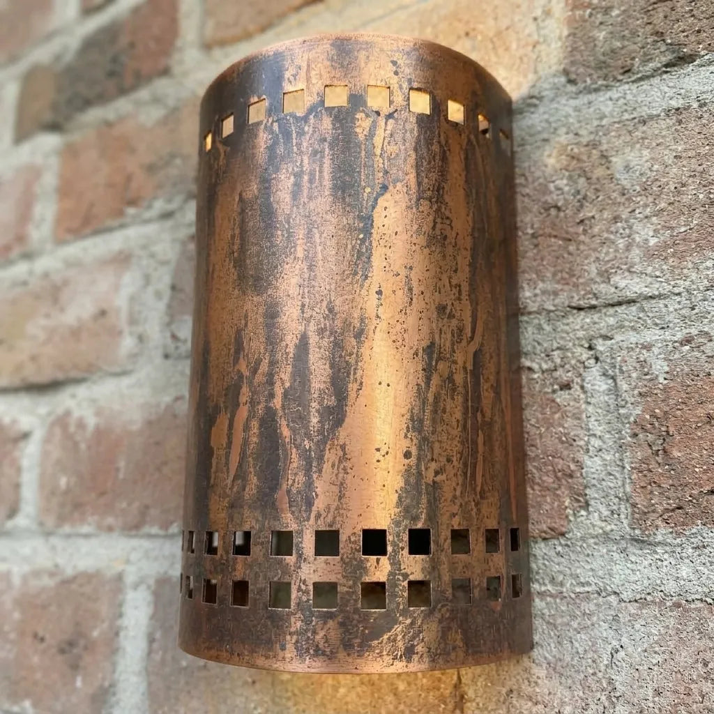 Handmade Rustic Copper Outdoor Wall Sconce for Porch & Entryway