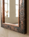 Patina Copper Rectangular Mirror – Artisan Bathroom Wall Accent