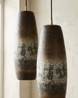 Set of 2 Oxidized Copper Tall Pendant Lights – Handcrafted Rustic Cylinder Fixtures