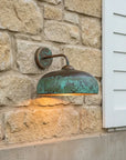 Handmade Green Patina Copper Wall Sconce – Rustic Outdoor Light