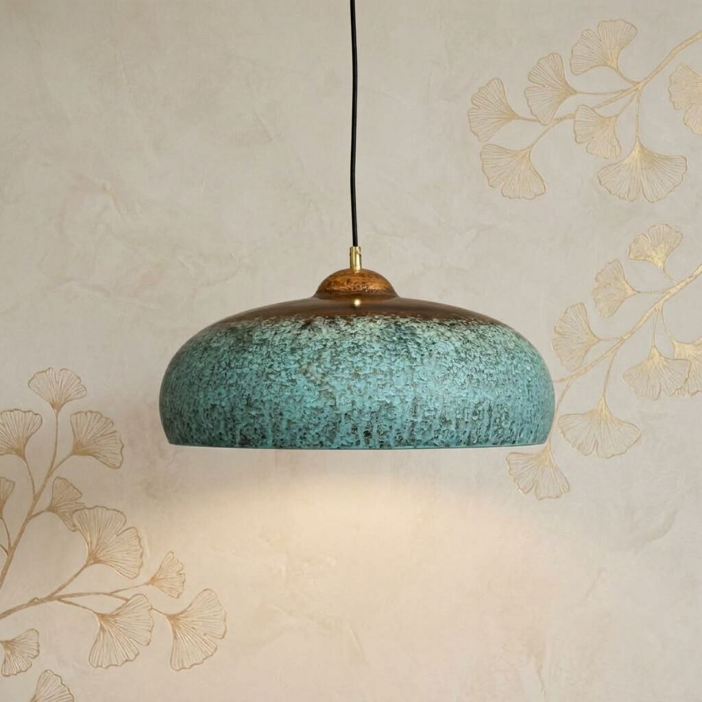 Handcrafted Verdigris Copper Pendant Light for Farmhouse Kitchens
