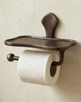 Aged Copper Toilet Paper Holder with Shelf – Wall Mounted