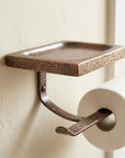 Hammered Copper Toilet Roll Holder with Bathroom Shelf