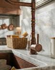 Aged Copper Kitchen Faucet with High Arc Swivel Spout