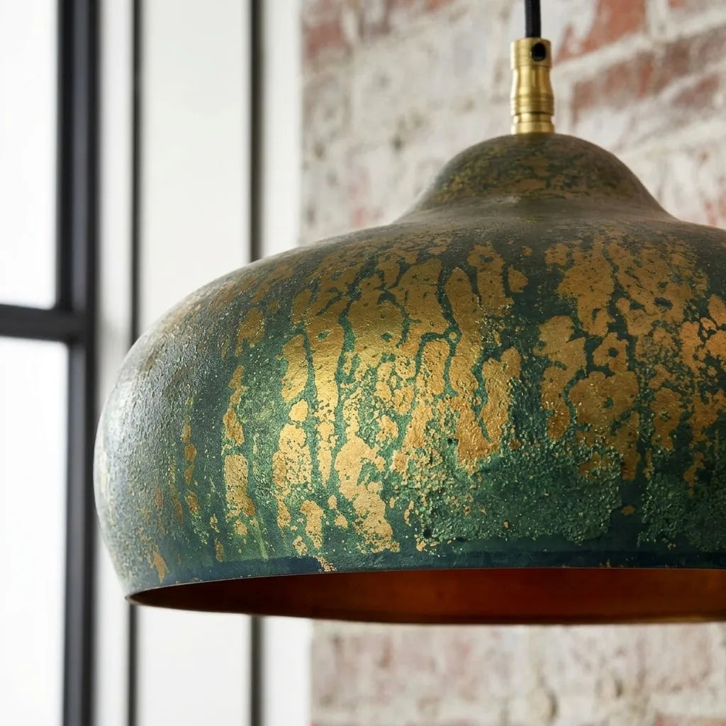 Handmade Verdigris Copper Pendant Lamp for Kitchen Island