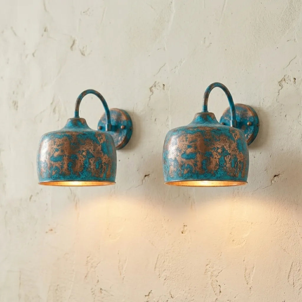 Verdigris Copper Wall Sconce – Rustic Farmhouse Lighting