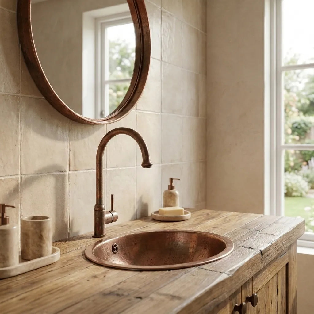 Vintage Copper Swan Neck Faucet – Single Lever Vanity Tap