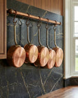 Rustic Copper Wall Pot Rail with S Hooks for Kitchen Storage