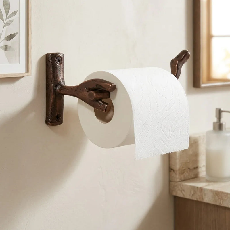 Rustic Copper Branch Toilet Paper Holder – Wall Mount Bath Rail