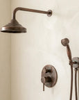 Aged Copper Rainfall Shower Set with Hand Sprayer