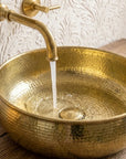 Round Hammered Brass Vessel Sink for Bathroom Vanity