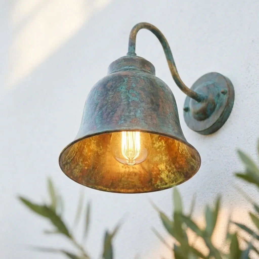 Handmade Verdigris Copper Wall Sconce – Rustic Outdoor Barn Light