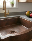 Curved Apron Patina Copper Farmhouse Kitchen Sink