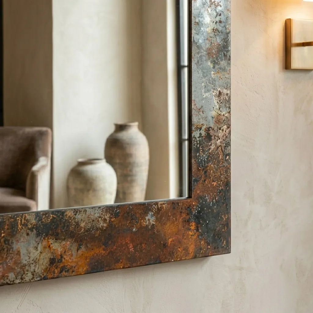Oxidized Copper Vanity Mirror – Wabi Sabi Wall Decor
