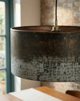Handmade Oxidized Copper Drum Pendant Light for Kitchen Island
