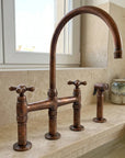 Rustic Copper Kitchen Mixer Tap with Pull-Out Side Sprayer
